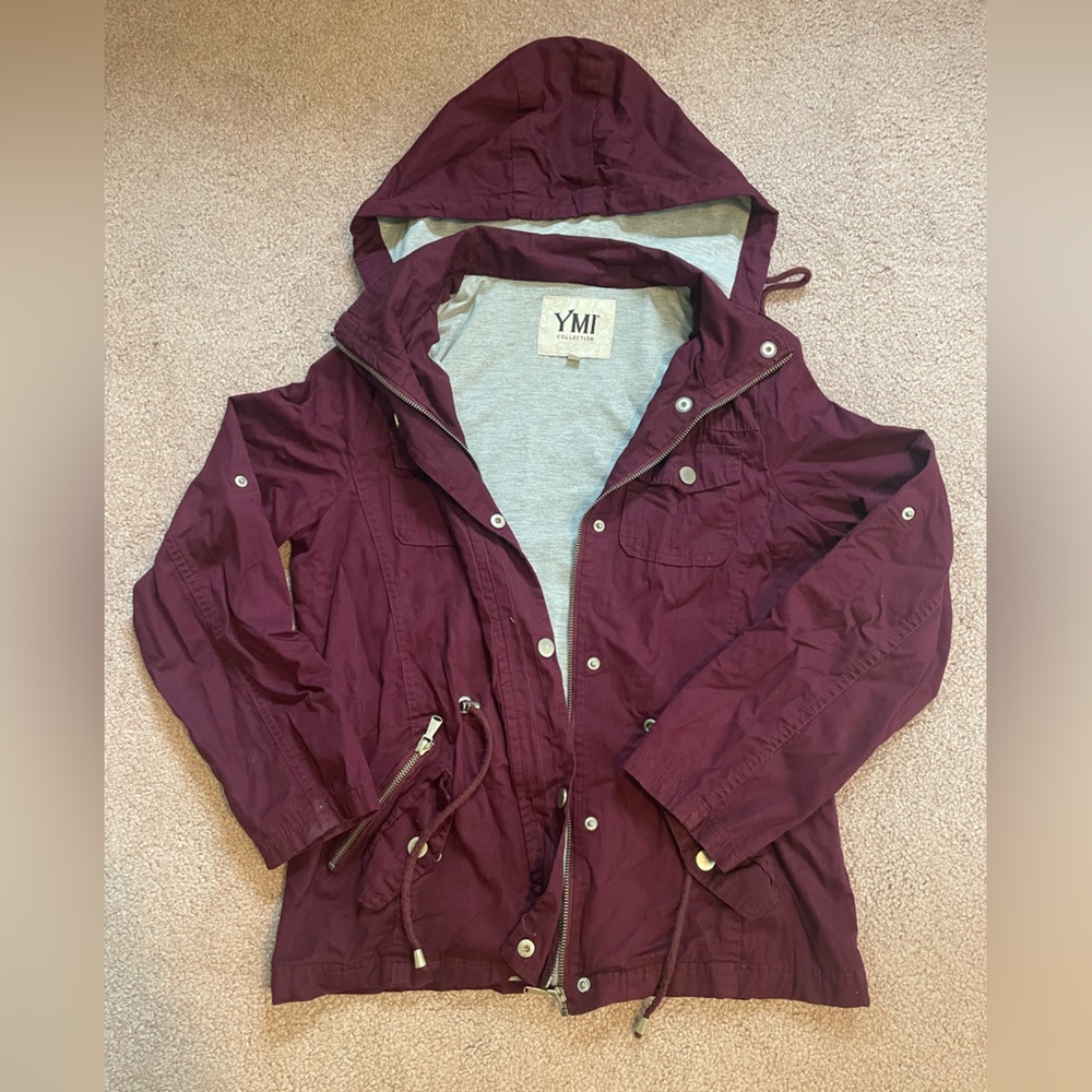 YMI Burgundy Utility Jacket with Hood